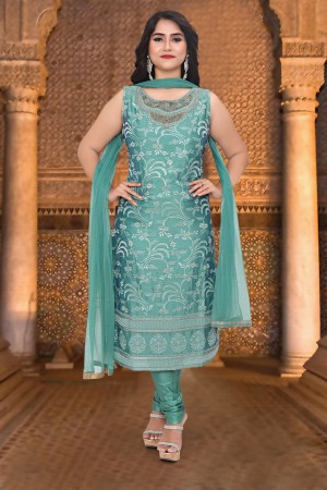 Exclusive  Blue Jaquard Chudidar